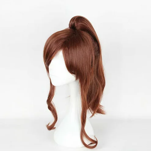 Sailor Jupiter Cosplay Wig Long Brown Straight Ponytail Bangs Synthetic Hair