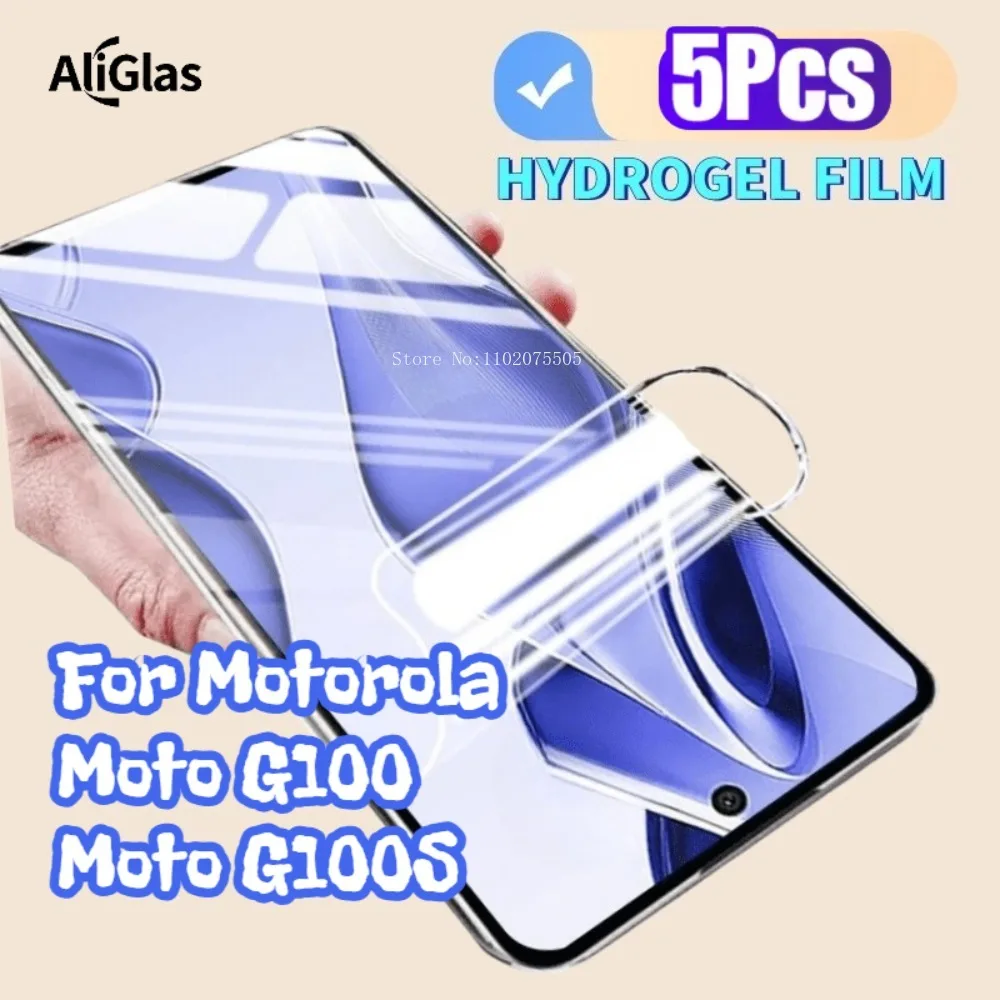 

5 шт. передняя гидрогелевая защитная пленка, подходит для Motorola Moto G100 Series, мягкая пленка высокого разрешения для Motorola Moto G100S