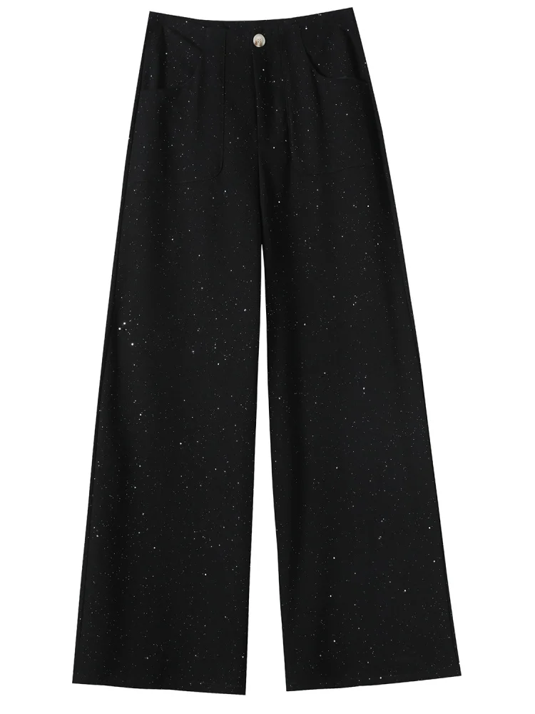 ay Wide Leg Pants Women's High Waist Drape Casual Narrow Straight Suit Pants Commute Sle Korean Version ket Pure Color