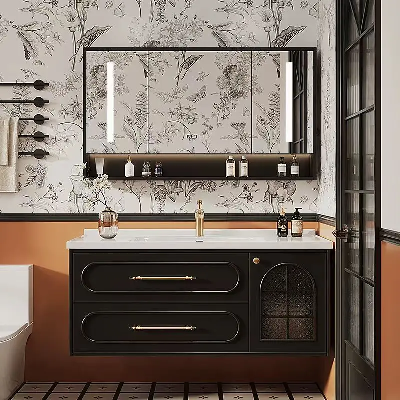 

retro bathroom ceramic integrated basin oak bathroom cabinet combination washbasin bathroom cabinet
