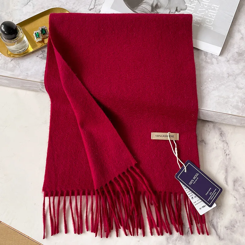 100 % Kaschmir Winter Design Pashmina Wollschal für Frauen Warme dicke Tücher und Wraps Weiblicher Bufanda Echarpe Quastenschalldämpfer – Detail 7