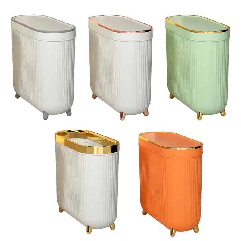 

Slim Narrow Trash Can With Lid Bathroom Paper Garbage Bin Toilet Paper Garbage Can Household Wastebasket For Toilet Kitchen bin