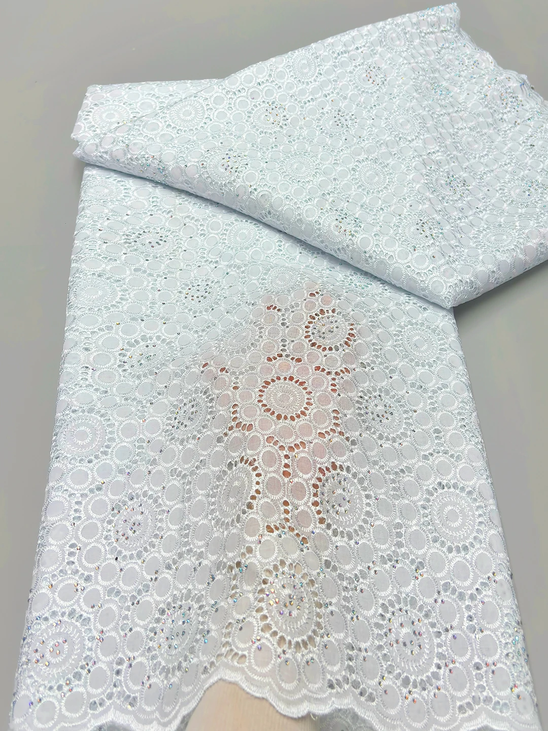 Dubai Cotton 100% Pure White Lace Fabric 2025 High Quality Swiss Voile Lace in Switzerland Lace Fabric For Women Evening Dresses