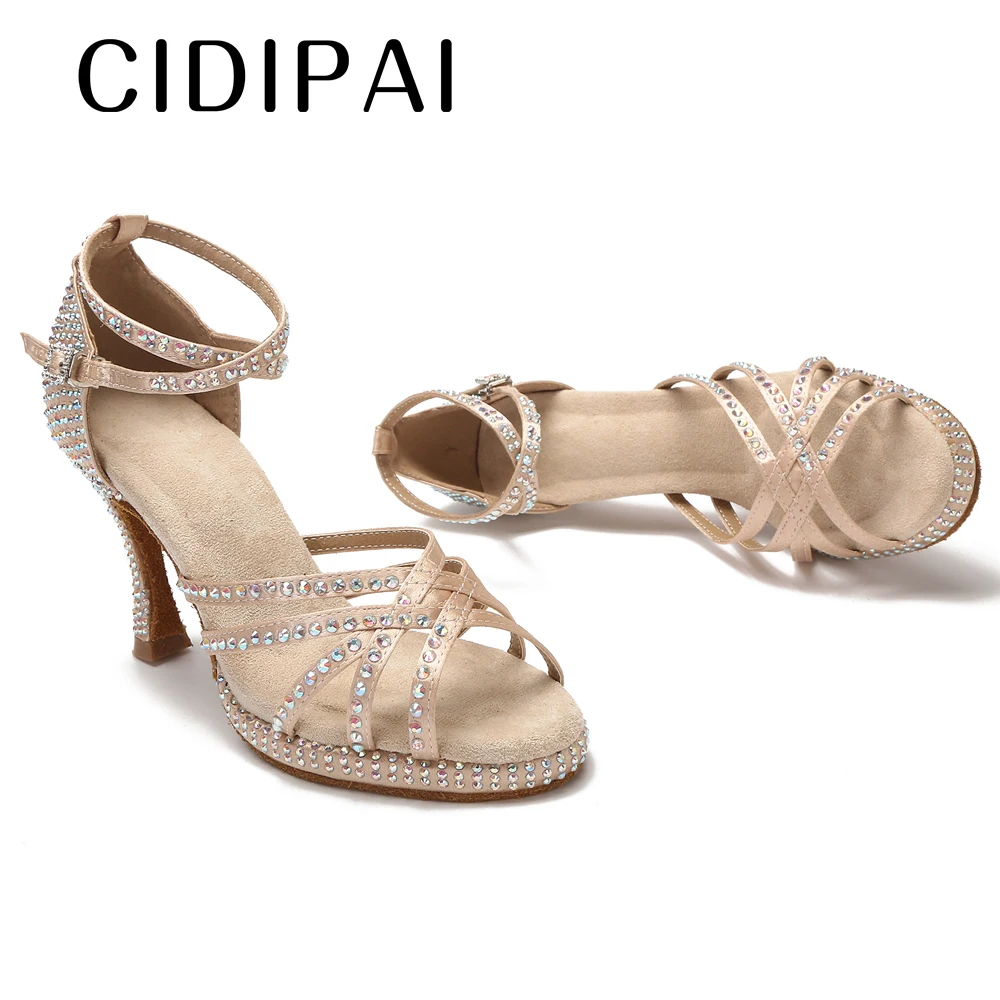 CIDIPAI – chaussures de danse à plateforme en Satin marron, talons de salle de bal pour femmes, sandales de mariage à semelle souple