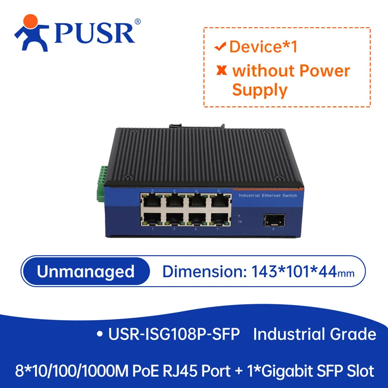 Portas 1SFP 4/8 RJ45 com série USR-1SFP do interruptor industrial de 10/1001000Mbps Gigabit Ethernet