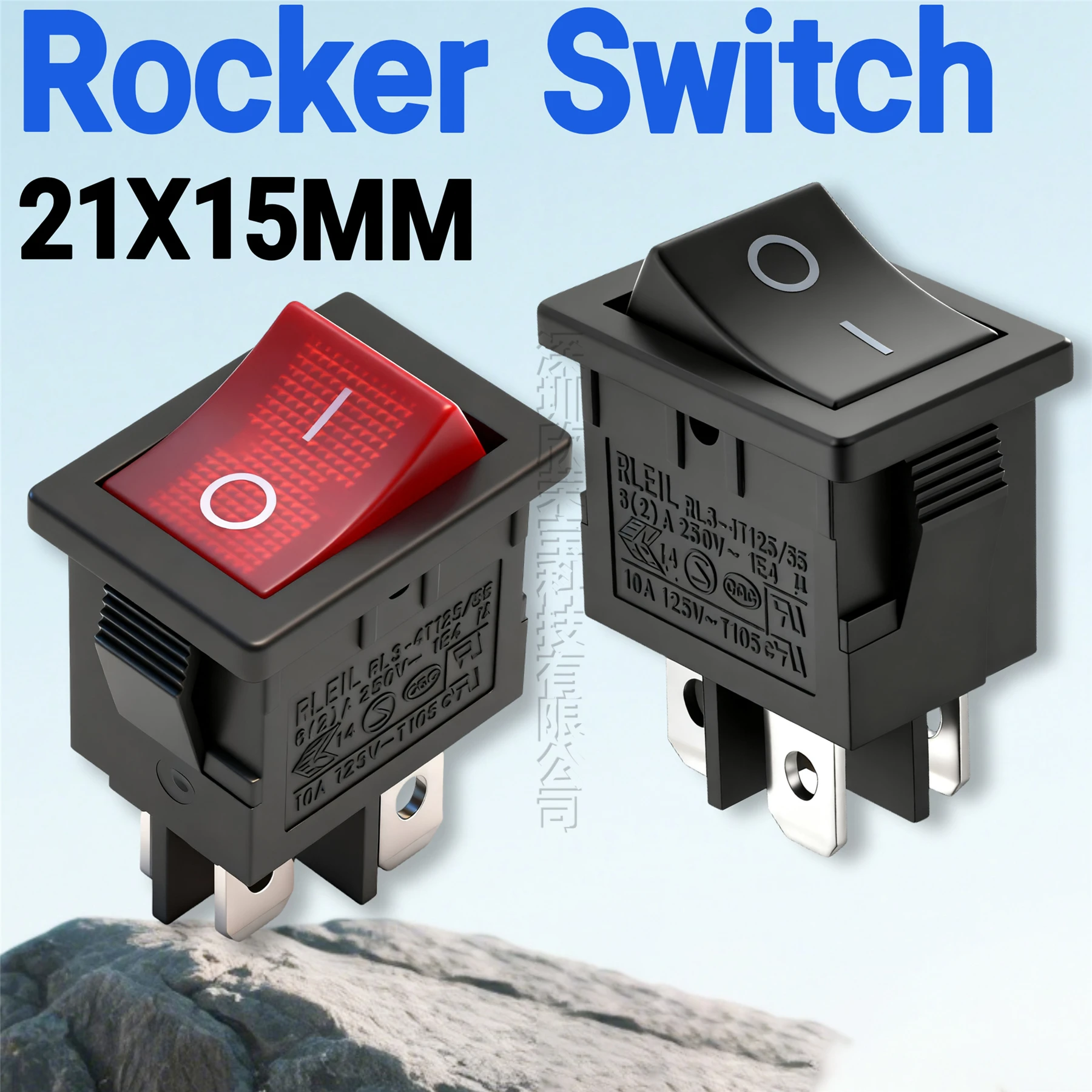 High quality medical device control switch CUL VDE CQC Boat Car Rocker Switch 6A/10A 250V/125V AC ON-OFF 21X15MM With Led Light