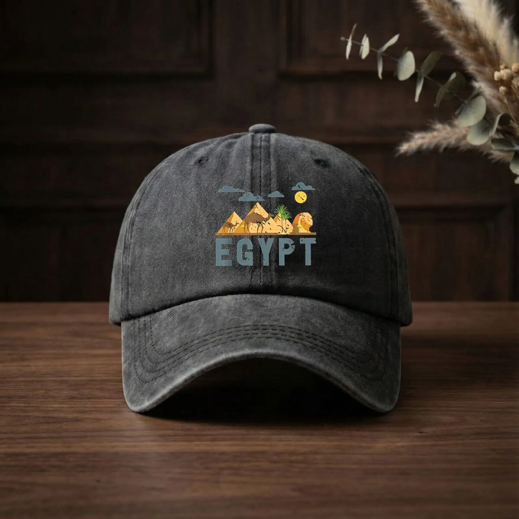 Egypt Pyramids Camel Graphic Baseball Cap Washed Cotton Adjustable Unisex Casual Outdoor Hat