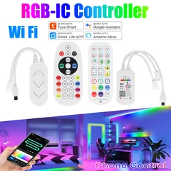 TUYA Addressable Controller With 24Keys Remote Control RGB-IC Smartlife RGB-IC LED Strip Controller Chase effect Work With Alexa