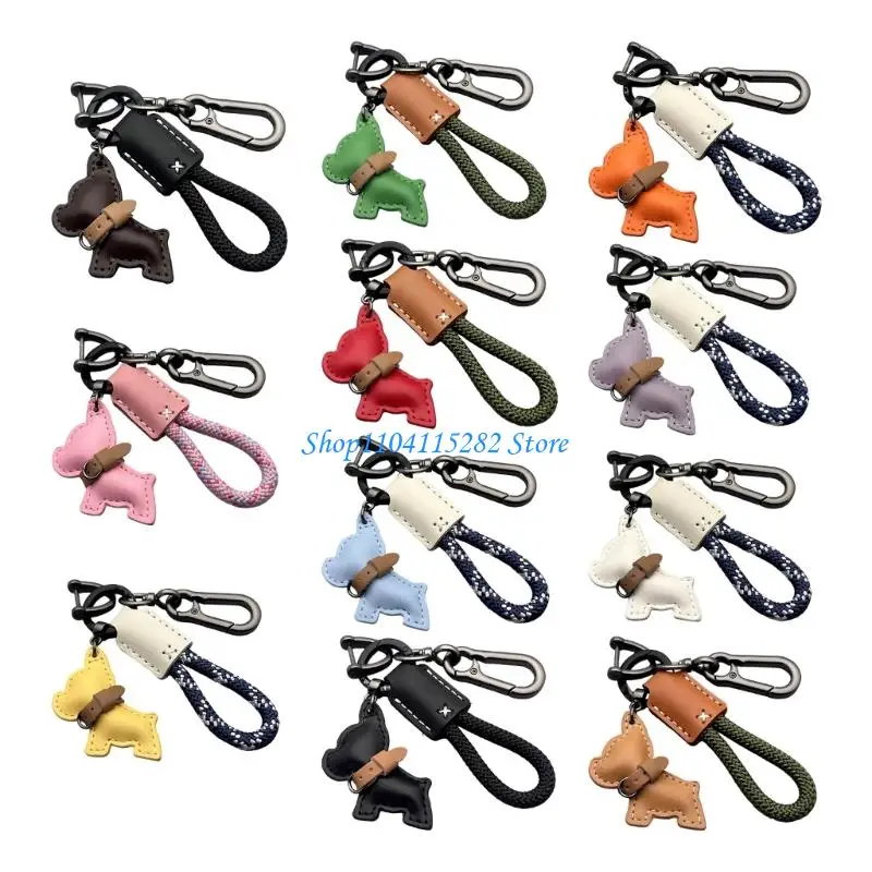 PU Leather Keychain Secure Closure Rings Ornament for Car Home