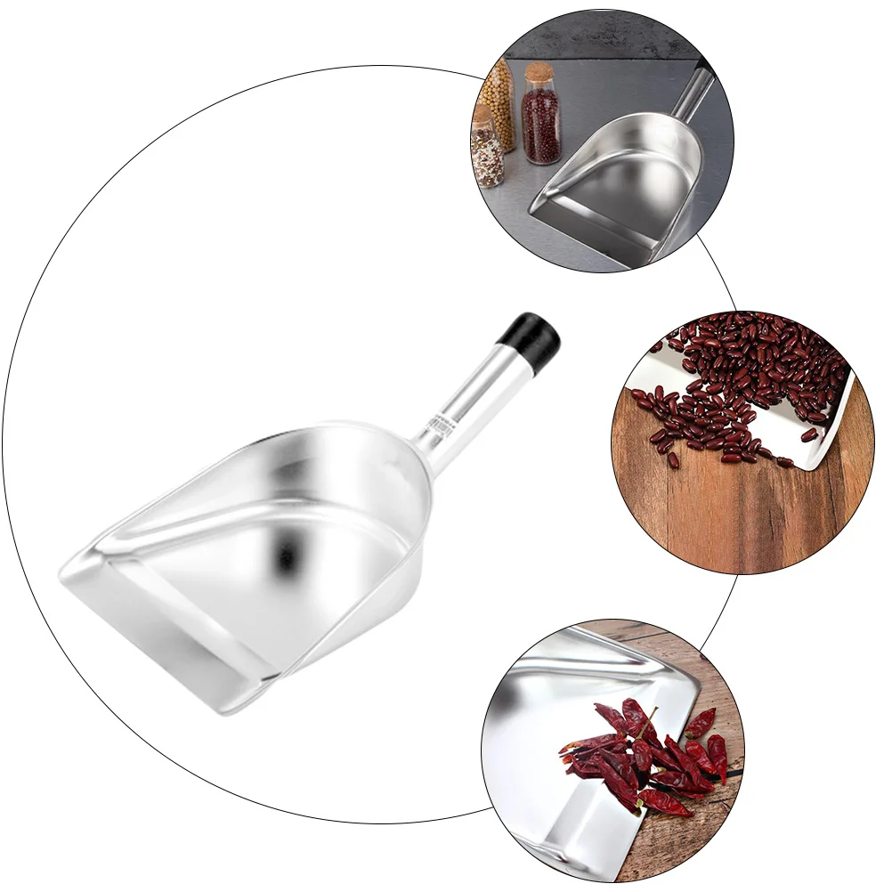 

1 pc Stainless Steel Food Scoop Multi Purpose Grain Shovel Tea Dried Fruit Flour Ice Scoop Kitchen Utensil Silver Color