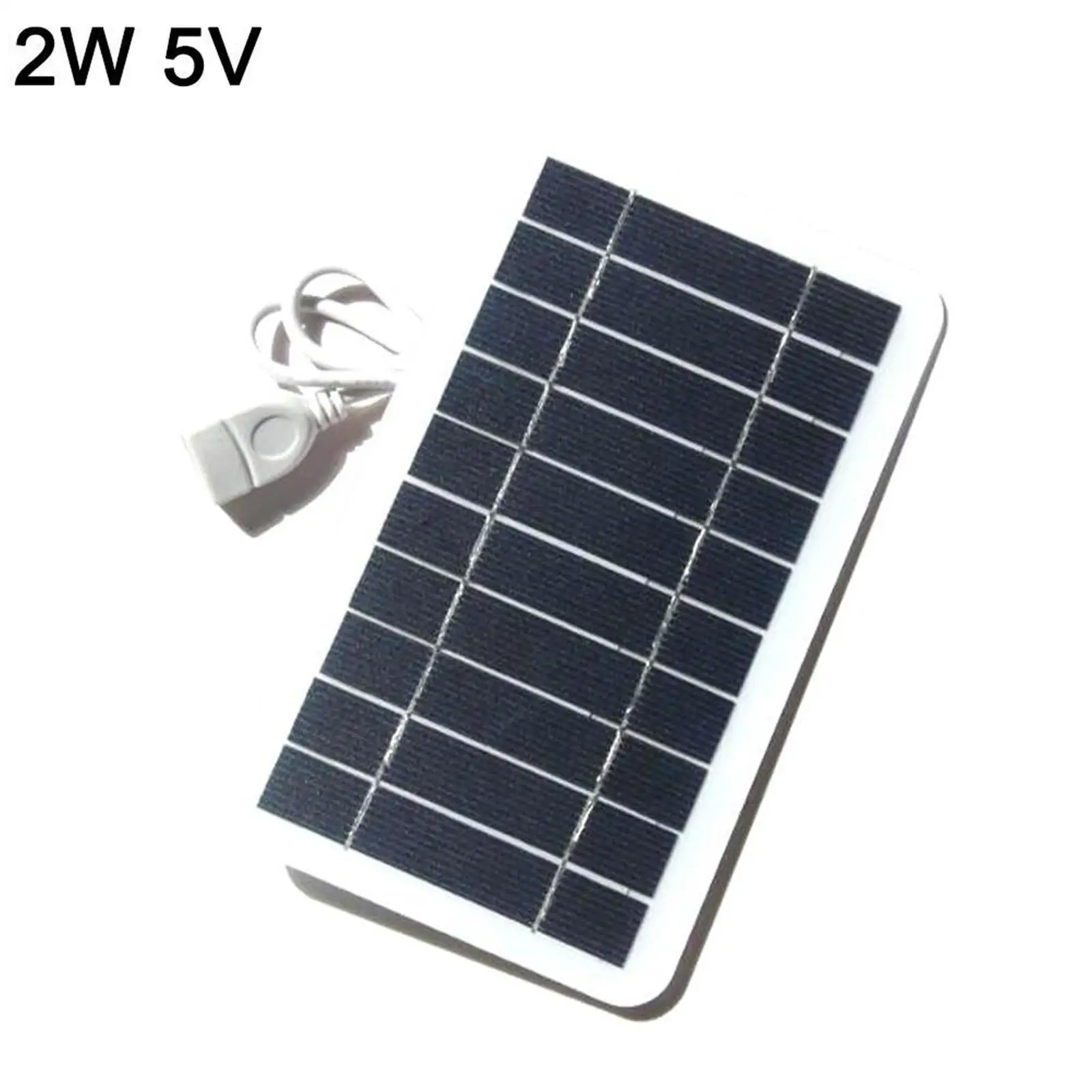 Panel de carga Solar USB, dispositivo portátil de 5V y 2W, salida de Panel Solar para exteriores, Banco de carga de teléfono móvil