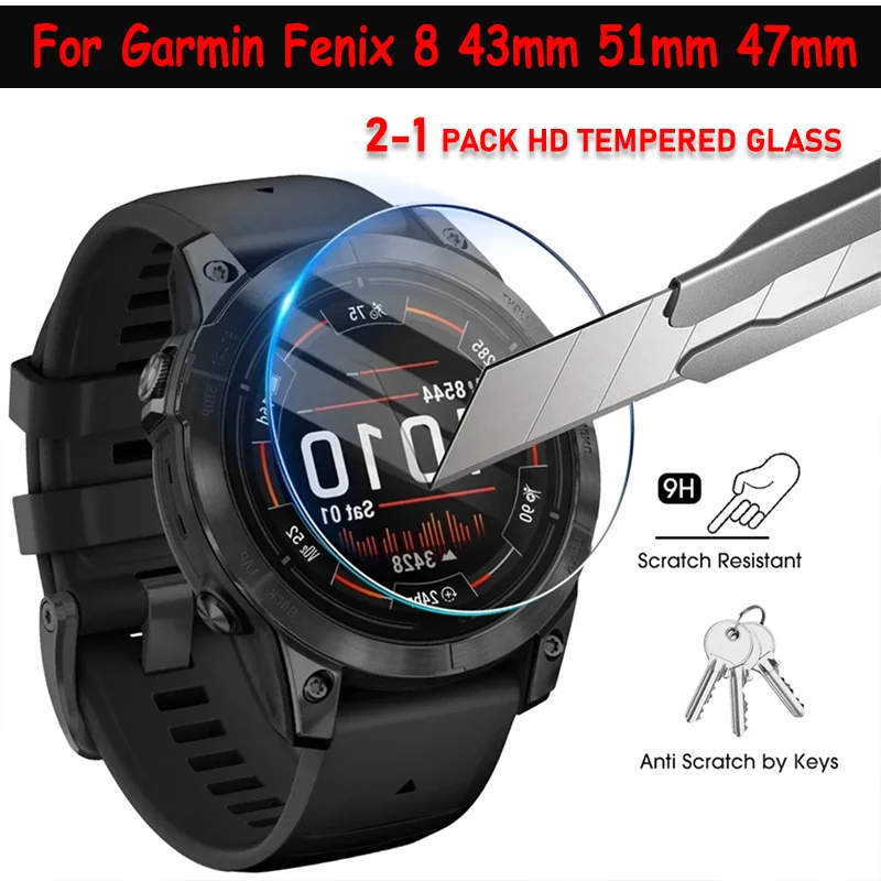 1-2 Pack HD Tempered Glass For Garmin Fenix 8 43MM 47MM 51MM 9H Anti-scratch Easy To Install Protective Film Dostproof Protector