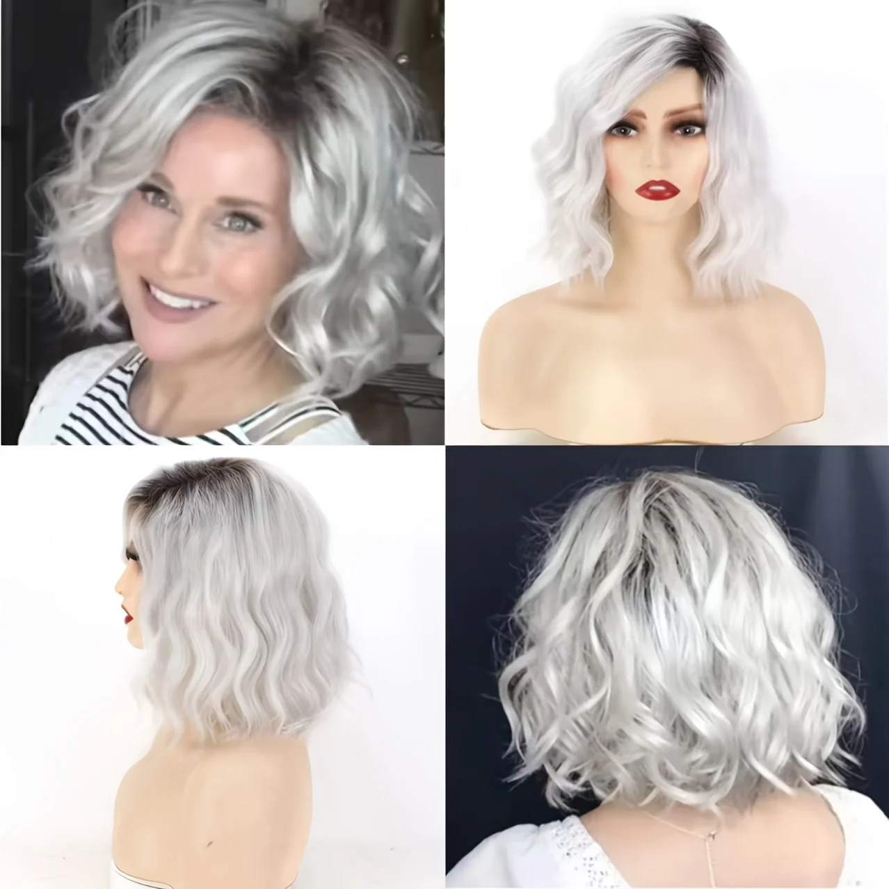 

1 парик из синтетического волокна, подходит для женщин - волнистая форма, подходит для повседневного ношения.