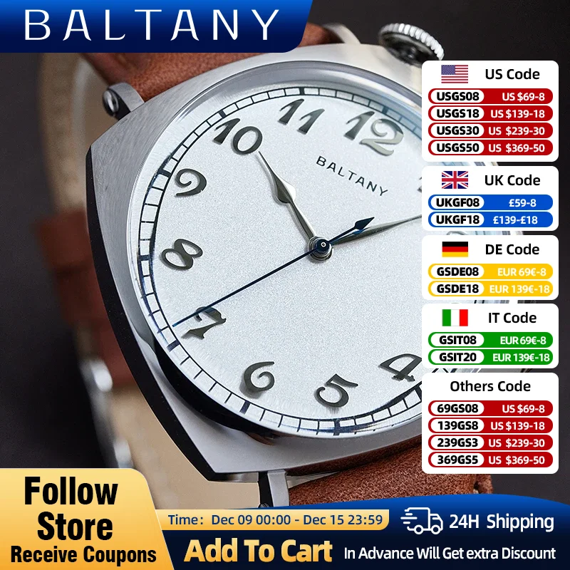 Baltany Homage Watches For 1921 American Watch 9039 Best Selling Original Rare Luxury Vintage Square Automatic Wristwatch Man