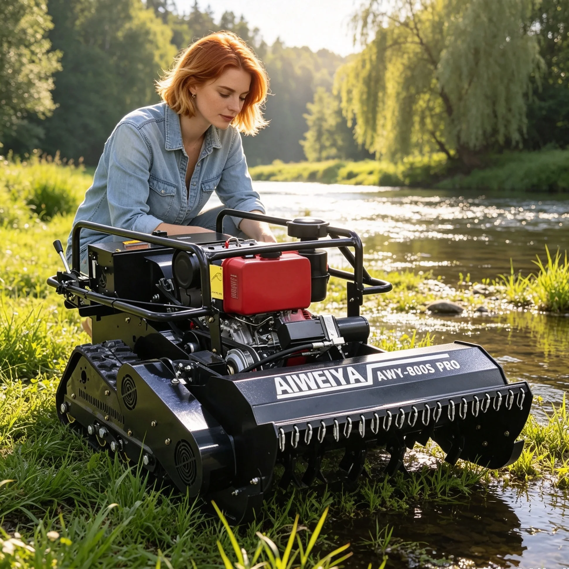 Customized 4‑Stroke Engine 800Spro Black Diesel Crawler Brush Cutter, Self Propelled Remote‑Control Design for Stable Mulching
