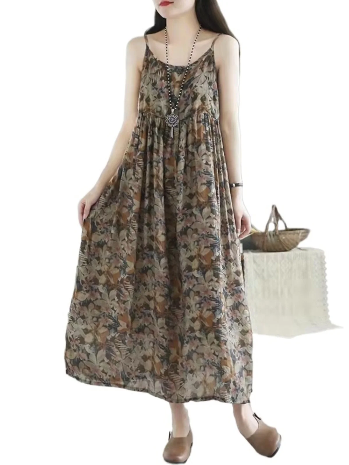 

CottonLin Dupure MaxiDr с цветочным принтом и высокой талией для женщин больших размеров, корейская юбка трапециевидной формы ort Sve Summer Dr