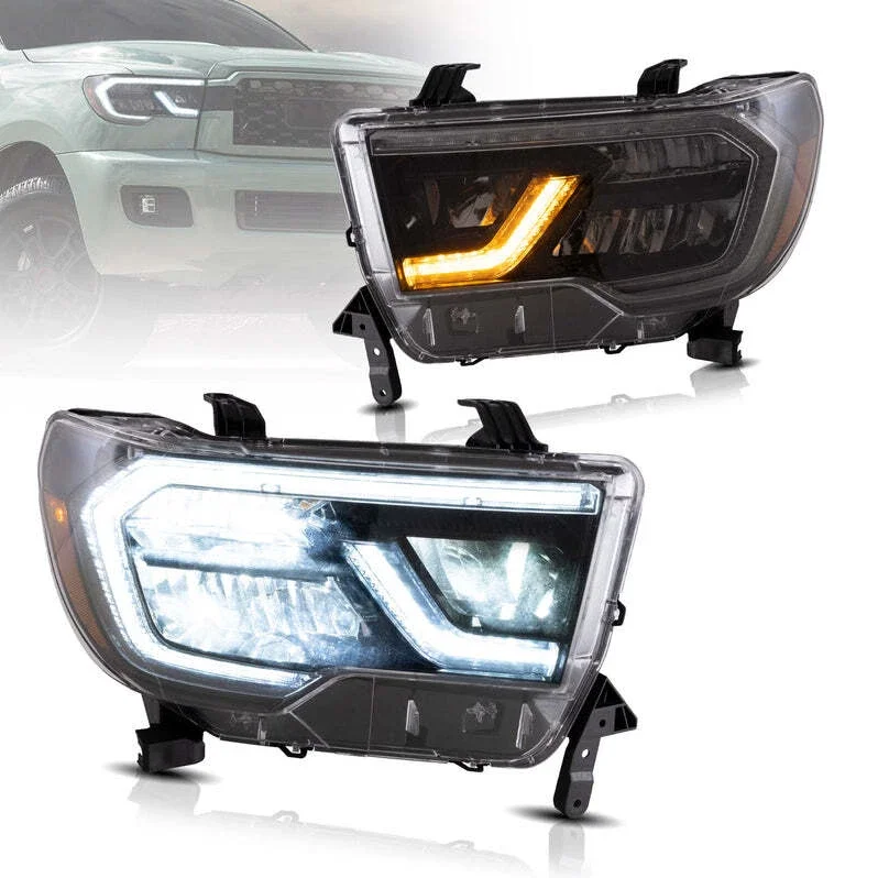 

LED Headlight Assembly for Toyota Tundra 2007-2013 & Sequoia 2008-2021 Sequential Turn Signal DRL Modified Headlamp
