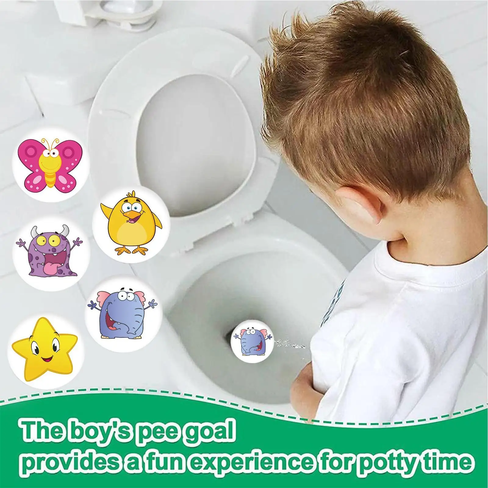 5pcs Color Changing Toilet Targets Sticker Cute Anmial Dinosaur Flushable Pee Aiming Targets For Kids Potty Training Stickers