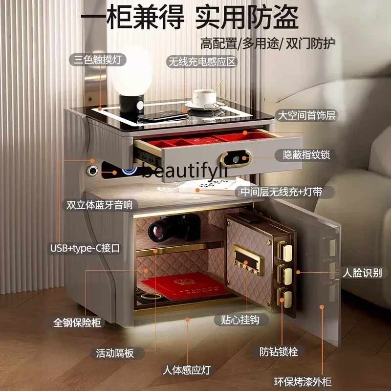 

02 Home 2025 new model, speaker dual, charging, remote, fingerprint lock voice light anti-theft cabinet
