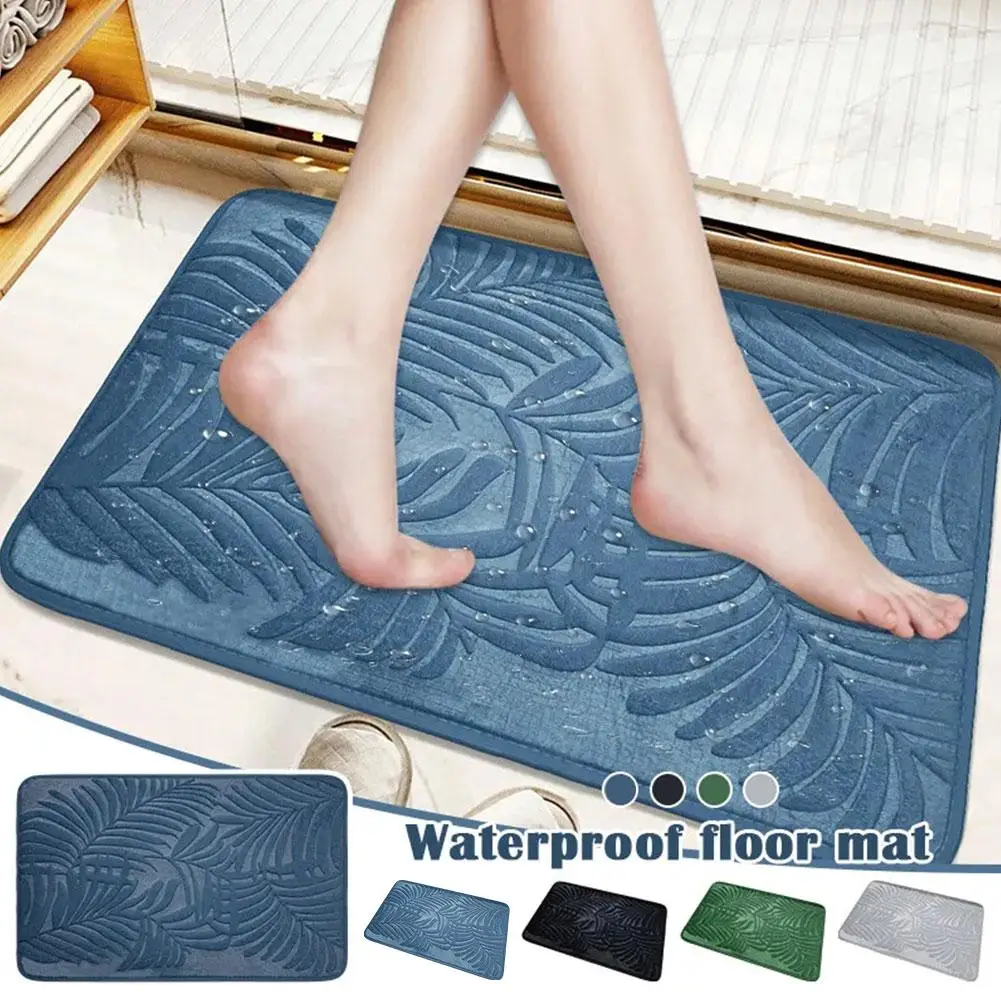 Bathroom Floor Mat Rug Quick Dry Non Slip Area Mat Memory Leaf Absorbent Doormat Cotton Carpet Floor Soft Shower Mat Washab E4E5