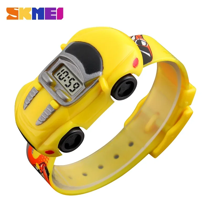 Skmei Colorful Creative Cartoon Fun Car Mode Children Watches Date Time Clock Wristwatch for Boys Girls Birthday New Year Gift