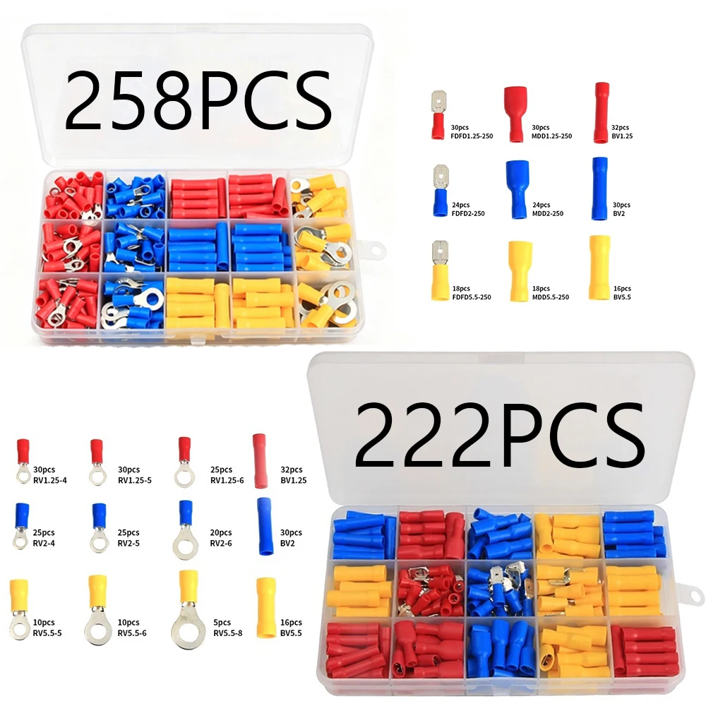 AWG22-10/0.5-6.0mm² Assorted Ring Butt Wire Crimp Terminals Electrical Wire Suitable for boats, vehicles and motorcycles