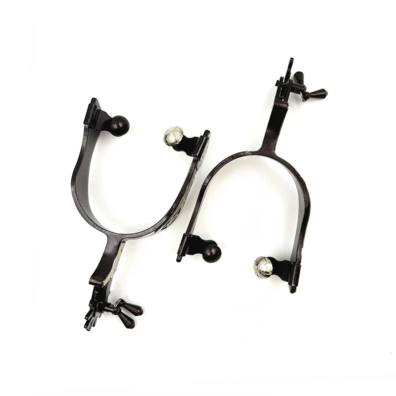 Classic Western Star Spurs with Engraved Pentagram & Rotating Rowel, Equestrian Training & Competition Horse Riding Spurs view 4