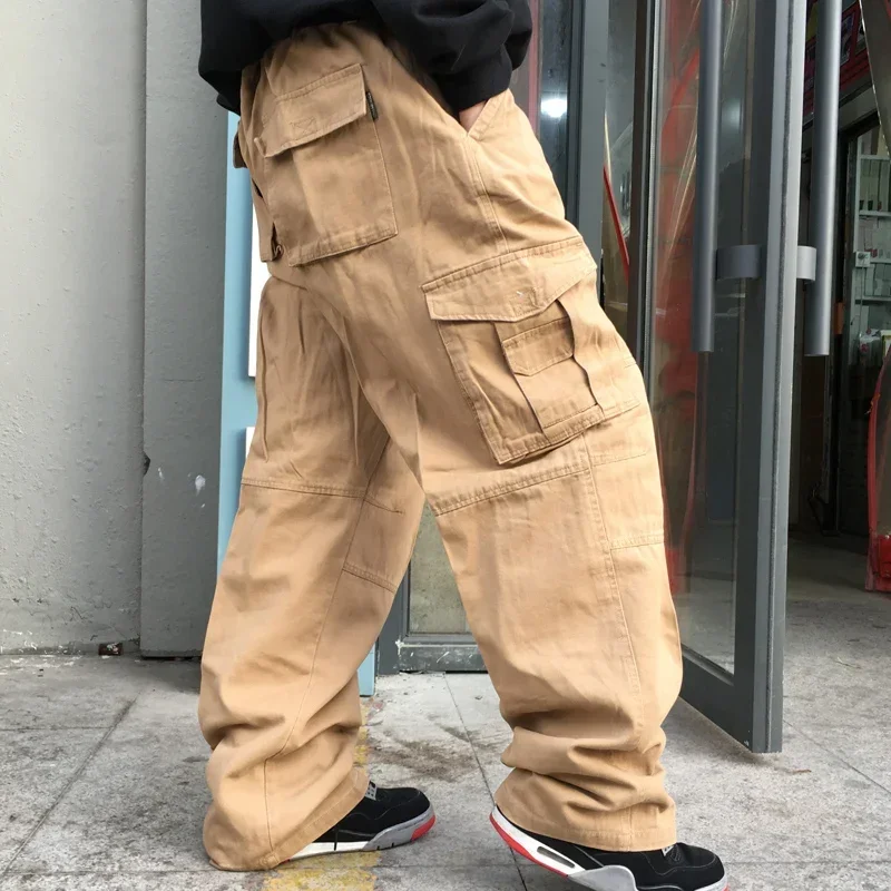 Multi-pocket Cargo Pants Fat Man Seasons Plus Size 4XL Fashion Elastic Waist Casual Trousers Male Clothing