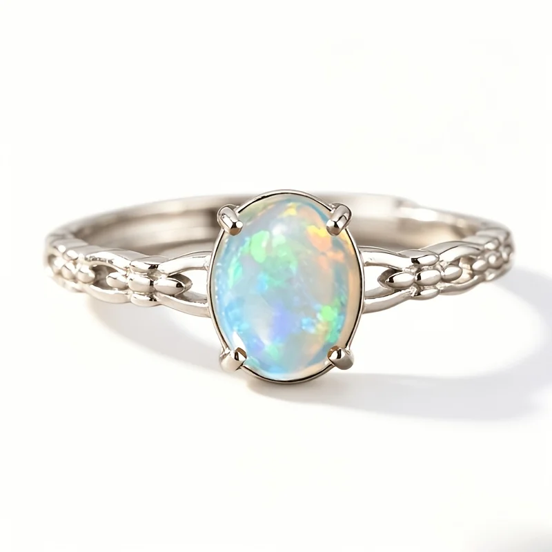 1 Pce 68mm Natural Opal Ring S925 Sterling Silver Ring | Fire Color | Dark Academia |Christmas, Halloween, and Black Friday