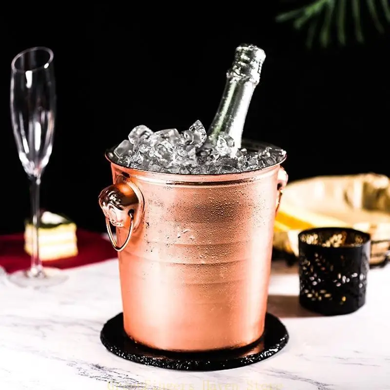 

F68D Stainless Steel Ice Bucket Thick Champagne Wine Beer Cooler Party KTV
