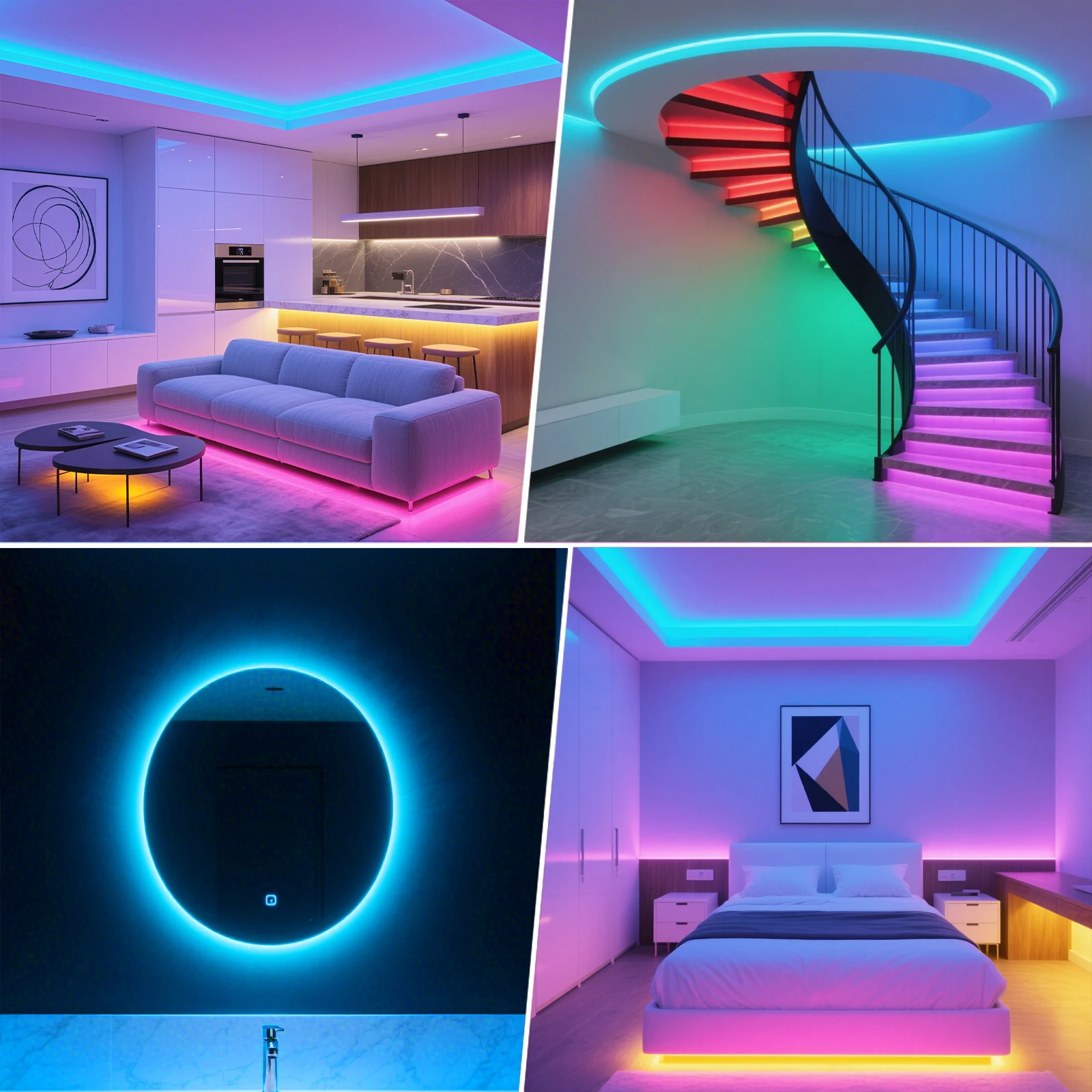 24V RGB COB LED 스트립 측면 발광 840LEDs/m 고밀도 RGB COB 테이프 실내 장식 조명용 다채로운 유연한 리본