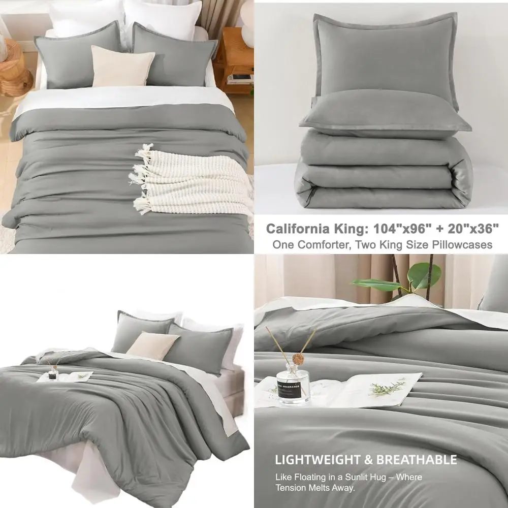 

Легкий комплект постельного белья Medium Gray California King, 3 предмета: всесезонное одеяло и наволочки (104x96)