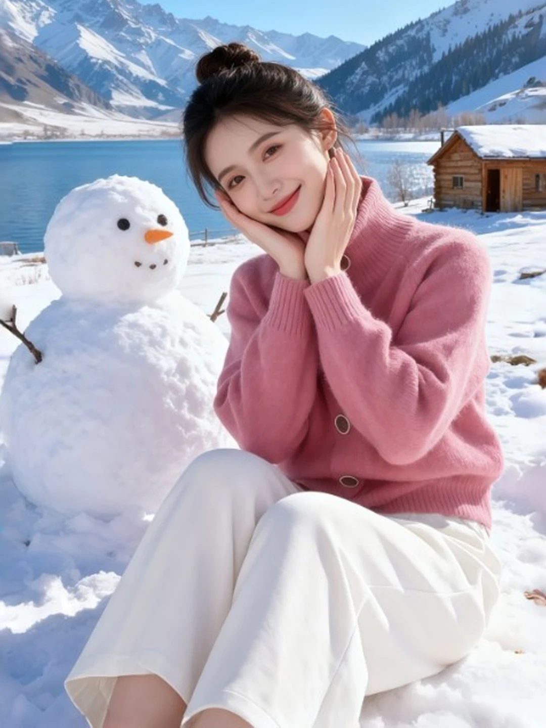 

Unique ort High Collar Single Button Knitted Sweater Sli Faionable Beautiful Top for Spring Gentle Sle Loose Fit