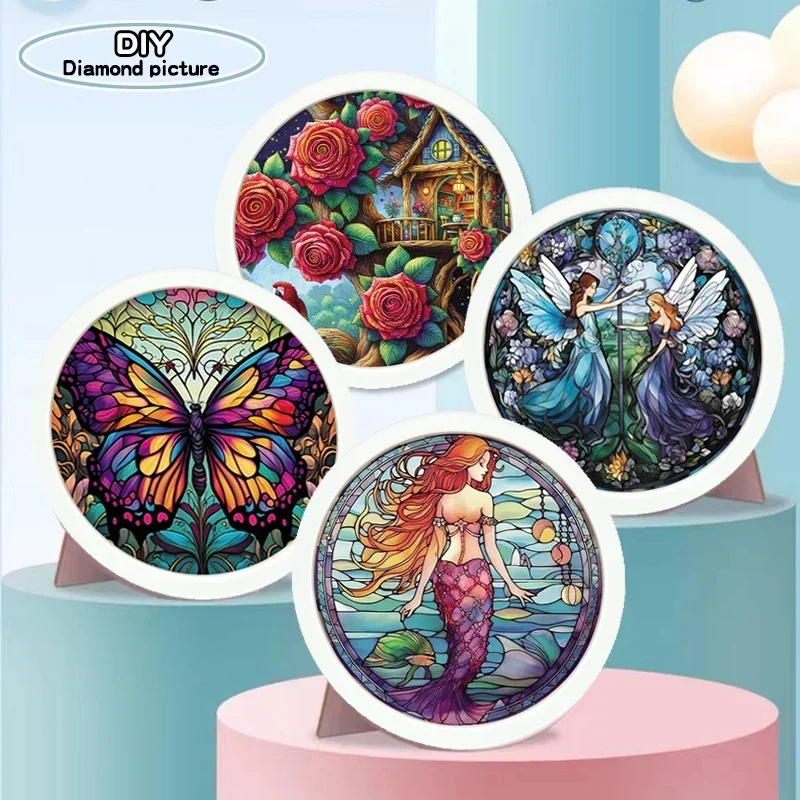 Kids Crafts -Diamond Drawing -5D DIY Handmade Diamond - Butterfly Mermaid - Acrylic Diamond Painting Decorated Picture Frame