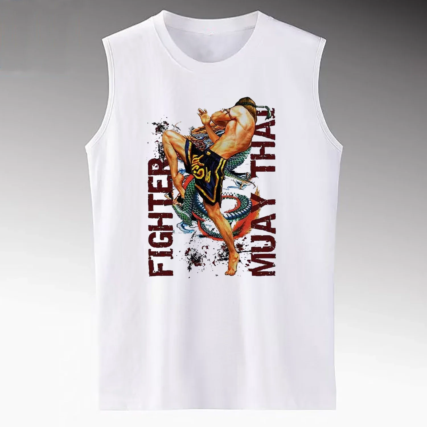 

Muay Thai Kicking Martial Arts MMA Combat Fighter Tanktop 100% Cotton O-Neck Summer Casual Mens Tank Tops Sleeveless T-shirt