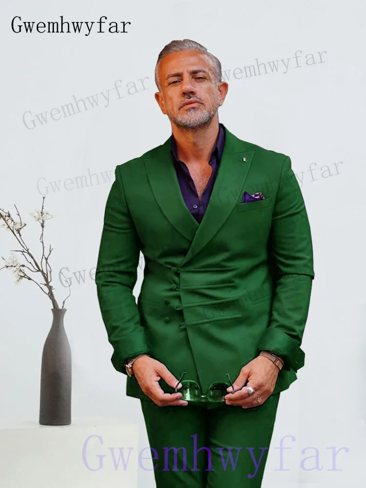 

Модные классические свадебные костюмы Gwenhwyfar для мужчин: пиджак и брюки, полный комплект, двубортный, с острыми лацканами, индивидуальный пошив