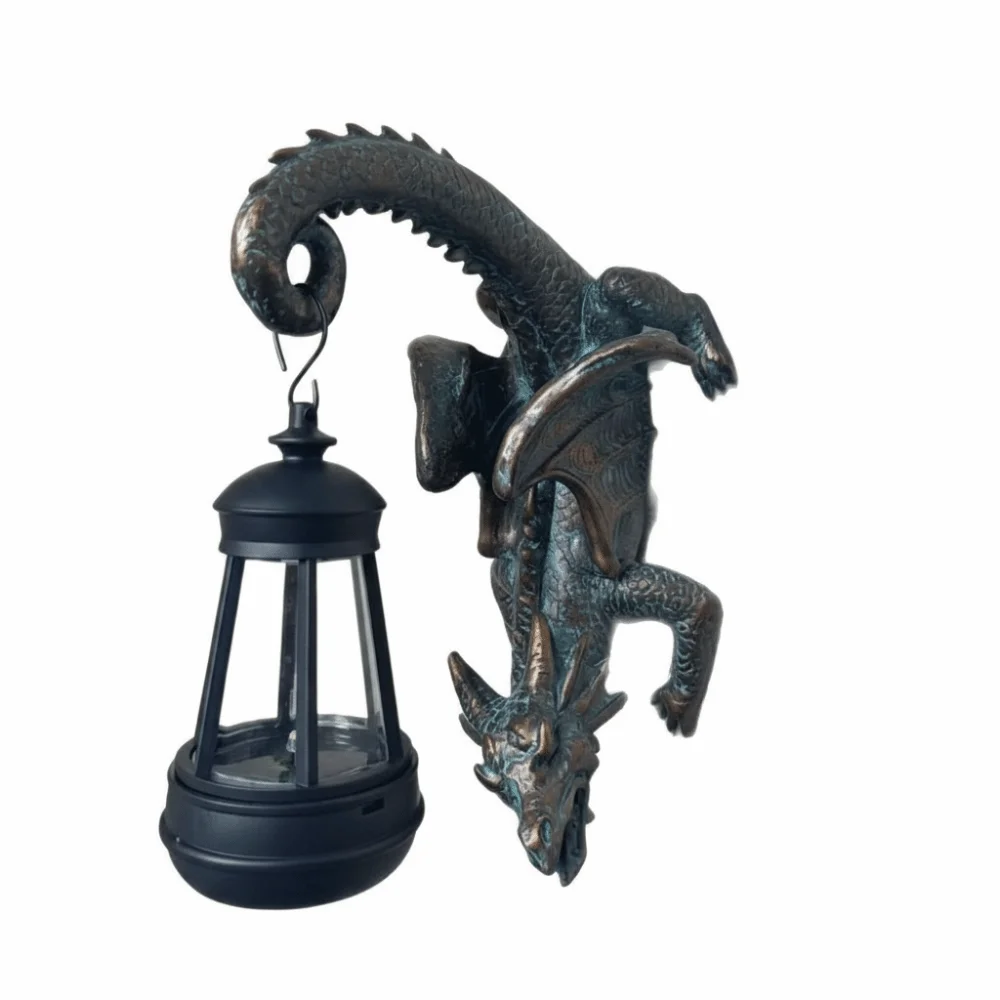 Solar-Powered Dragon Garden Statue Light-Up Ornament Resin Craft Dragon Garden Decor Whimsical Design Creative Decoration