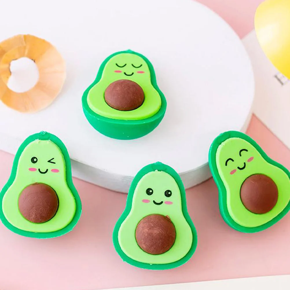 36 Pcs Avocado Eraser Erasers for Kids Painting Avocados Shaped Fruit Mini Classroom Food Educational Child