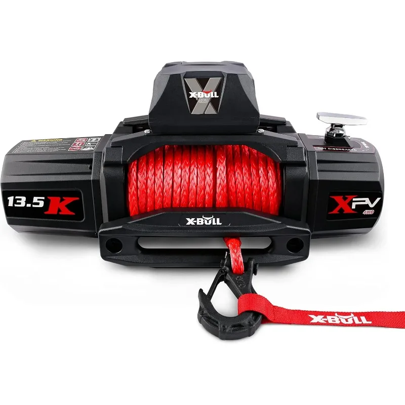 X-BULL Winch-13500 lb. Load Capacity Electric Winch Kit 12V Synthetic Rope,Waterproof IP67 Electric Winch with Hawse Fairlead