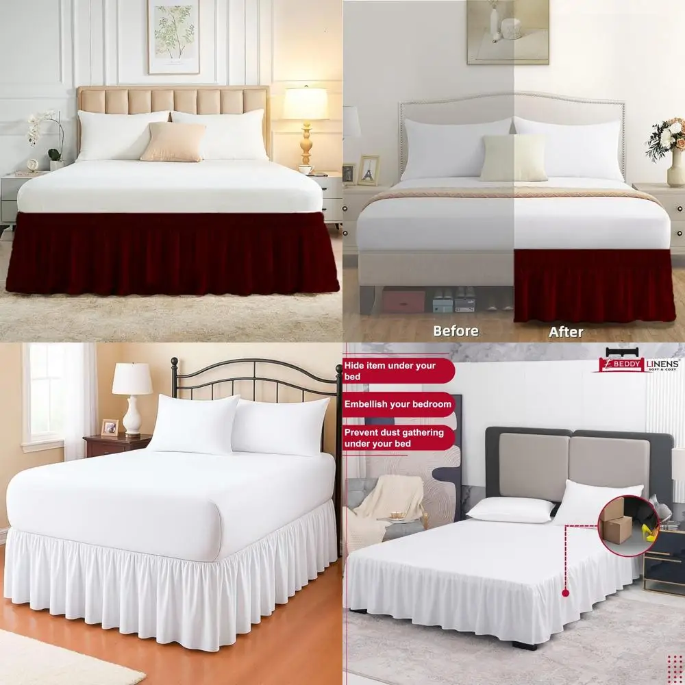 

Twin XL Dorm Bed Skirt 39x80 with 36 Inch Drop, Adjustable Elastic, Ruffle Design, College Room Wrap Around