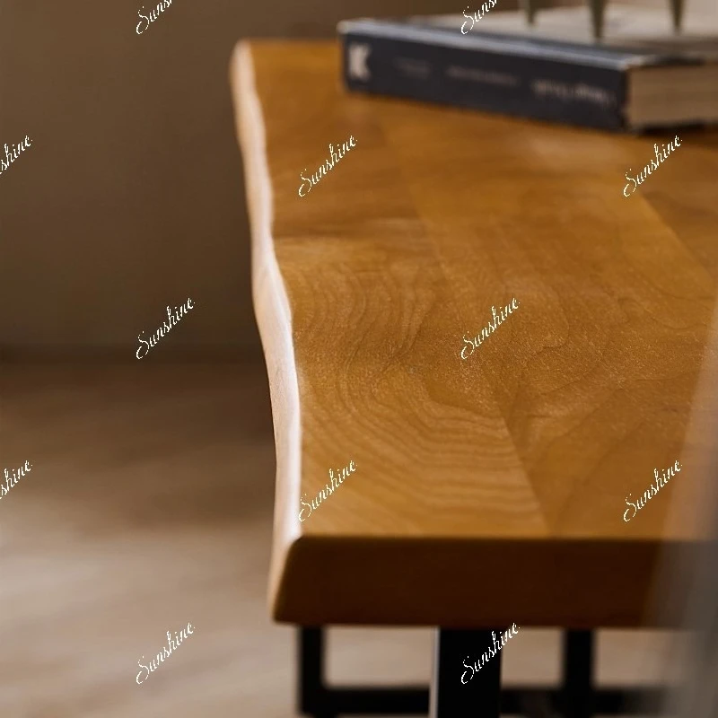 Nordic modern simple solid wood bench rural wrought iron North American boxwood bed tail shoe changing stool