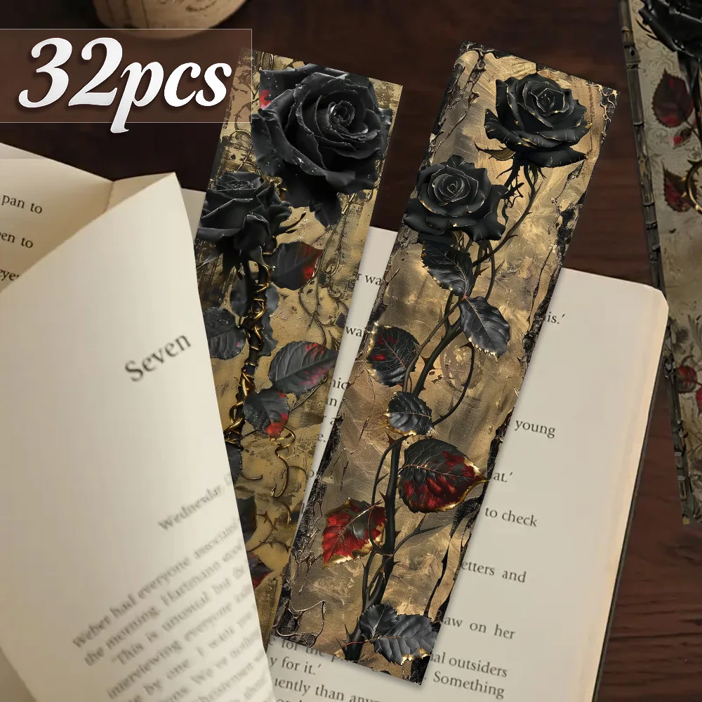 Ensemble de 64 marque-pages, style vintage noir et or rose, forêt nocturne, oiseaux et arbres, parfait pour les enseignants, les lecteurs, les amoureux des livres