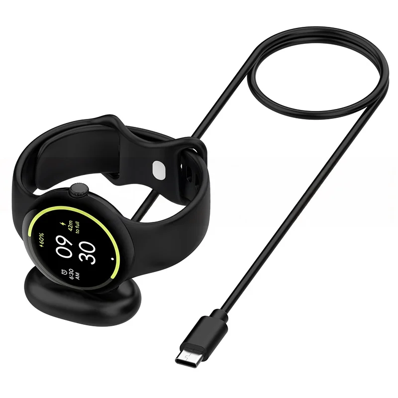 Charging Dock Data Cable for Pixel Watch 4 Fast USB-C Charging Cable with 2-Pin Magnetic Connector Charger Base Compatible