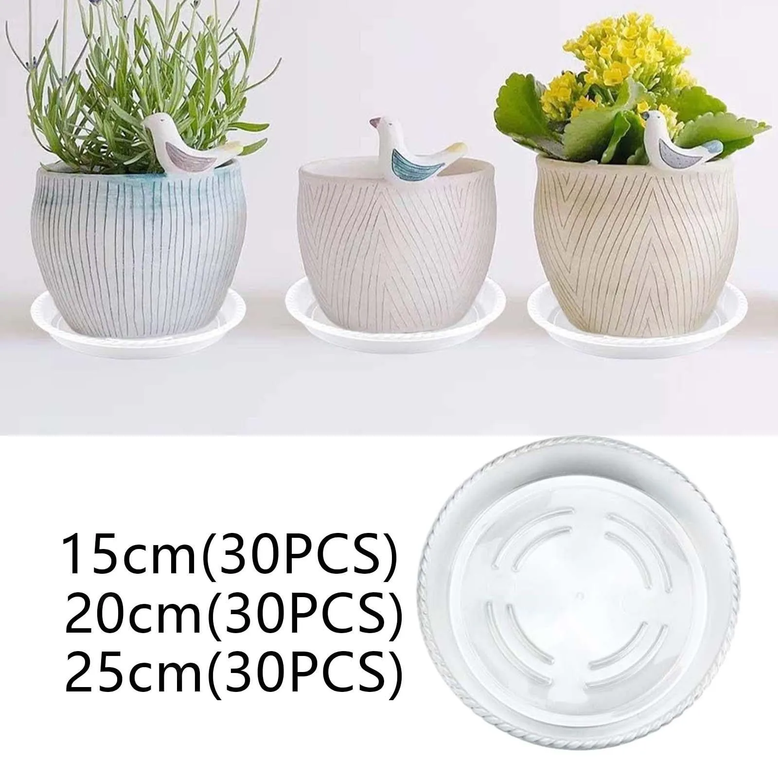 30x Flower Planter Saucers Plant Trays Pot Tray ,Sturdy ,Durable Transparent