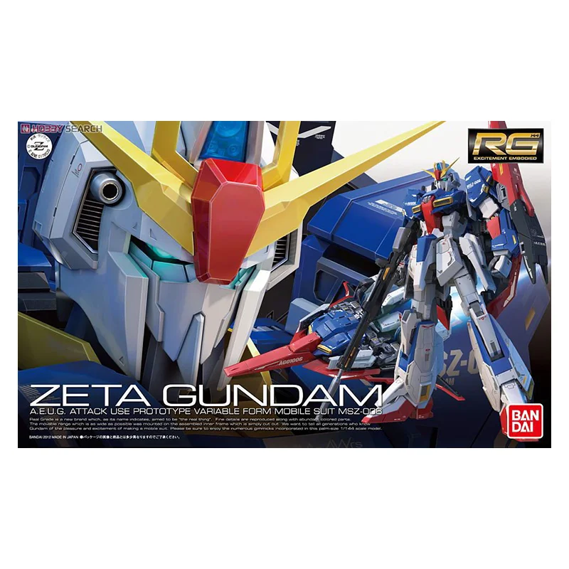 Bandai Original GUNDAM RG ZETA GUNDAM 1/144 Anime Action Figure Assembly Model Toys Collectible Model Ornaments Gifts for Kids