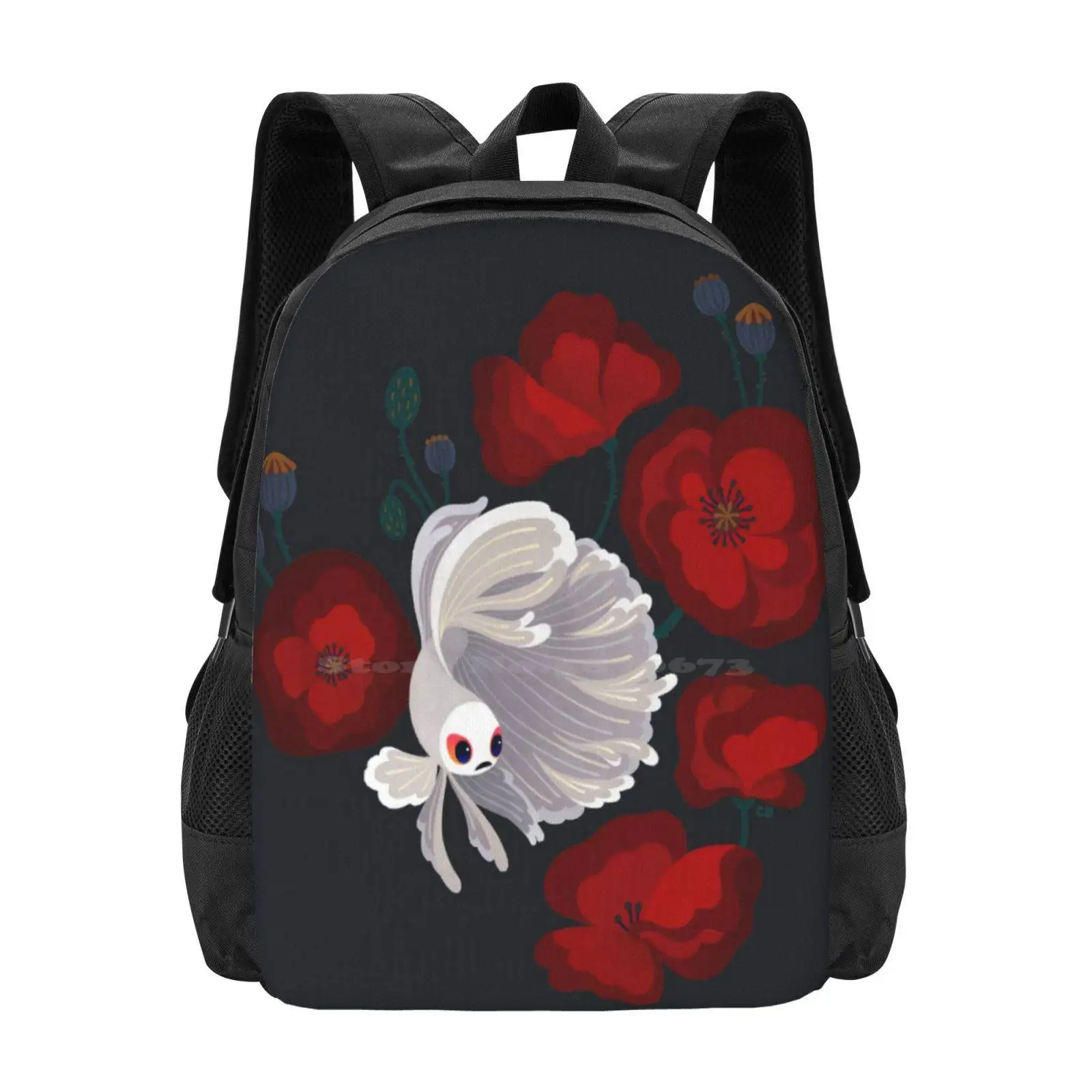 

Bettas And Poppies New Arrivals Unisex Bags Student Bag Backpack Aquarium Poppy Fresh Water Nature Animal Fish Pattern Flower