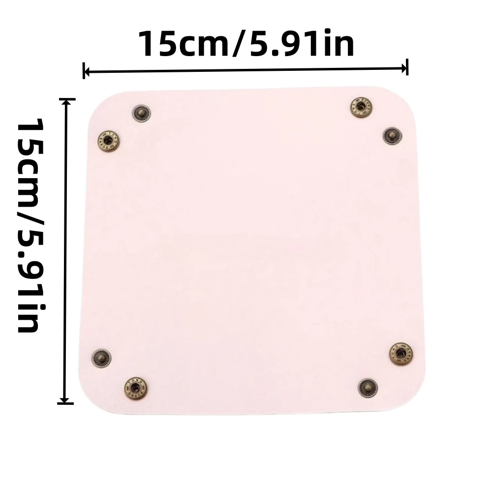 1pc 15X15cm Nordic PU Leather Storage Box, Makeup Key and Miscellaneous Basket, Portable Storage Tray Folding Storage Box