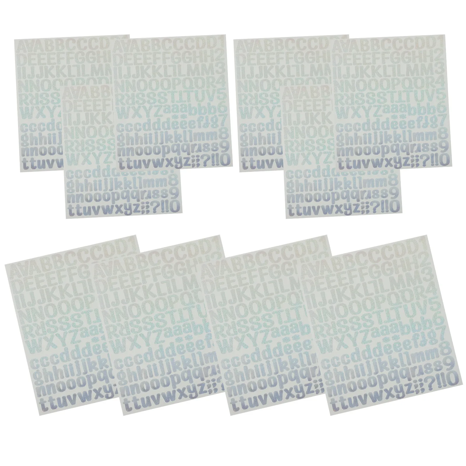 10Sheets Laser Letter Decals Waterproof Vinyl Self Adhesive Alphabet Stickers Removable for Craft Scrapbook Labeling Number