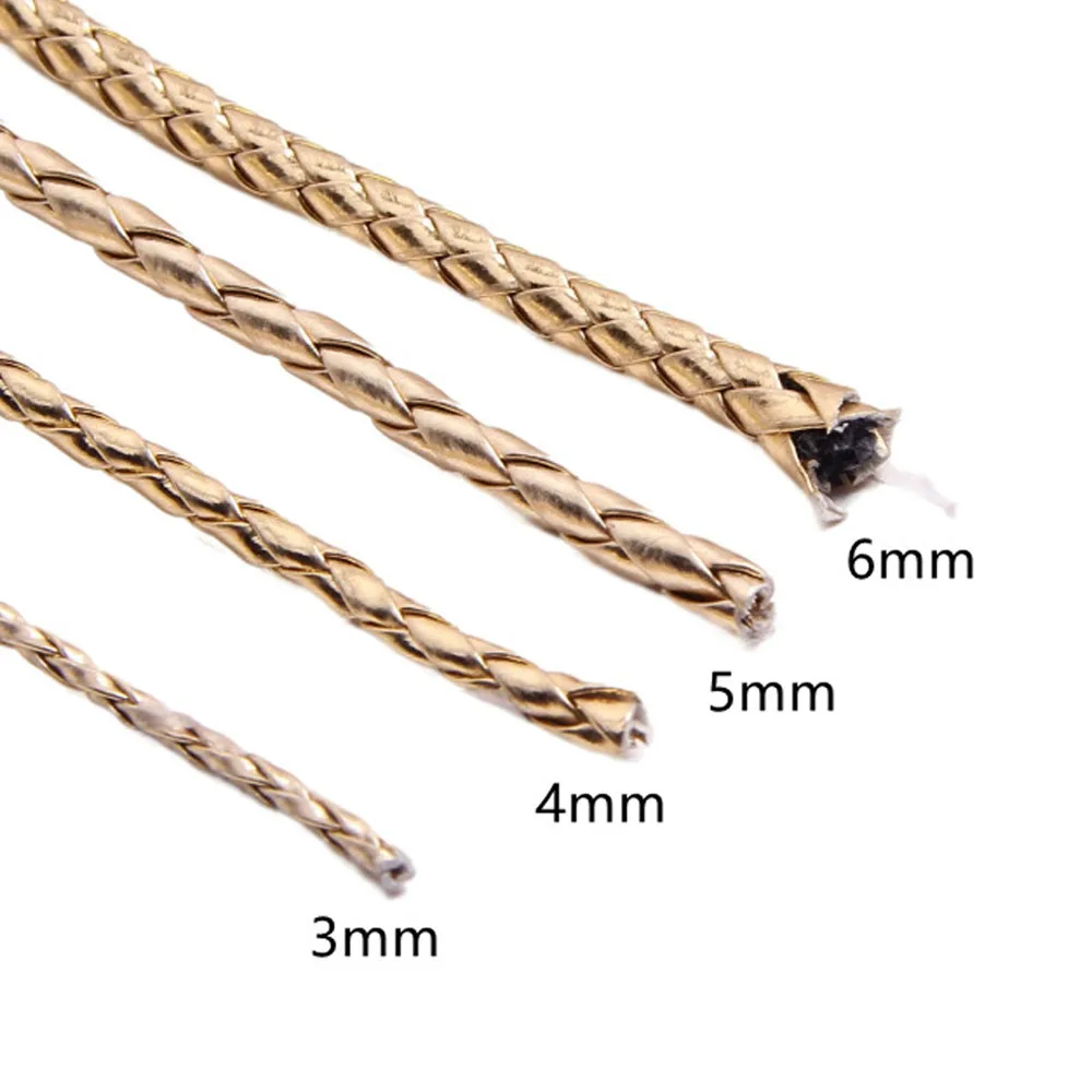 5 meters Gold Color Braided Cord PU Leather Rope 3/4/5/6mm Round Cord for Jewelry Making DIY  Bracelets Bag Straps Accessories