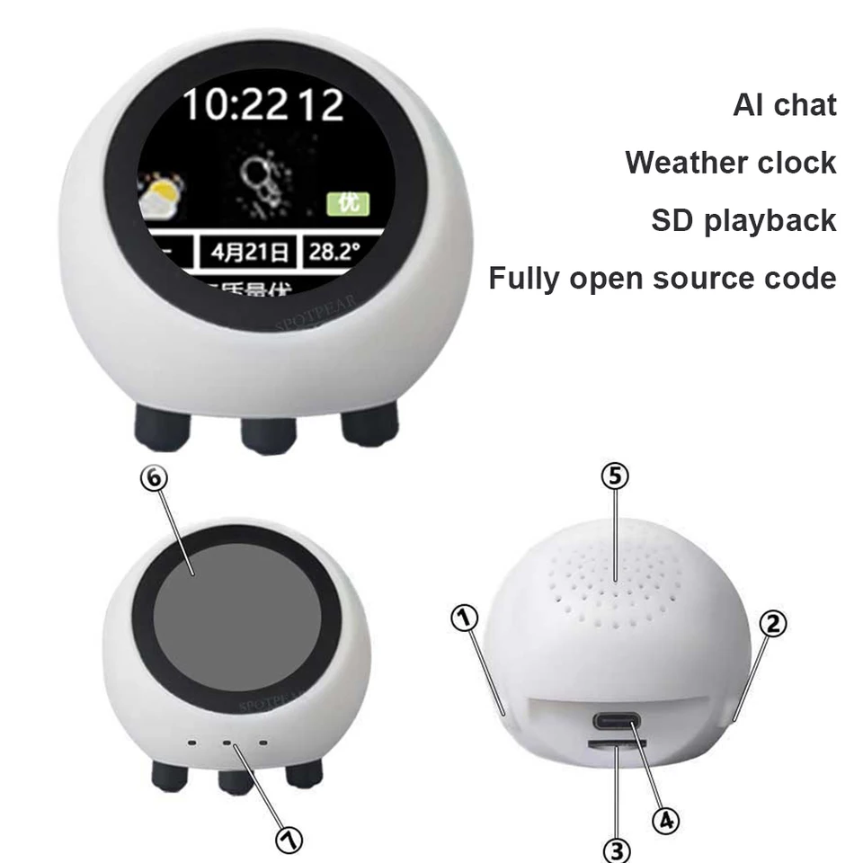 Gdfnmogo XiaoZhi AI Robot De Chat De Voz Con ESP32-S3 | Asistente De Escritorio Con Pantalla LCD De 1.3 Pulgadas | Compatible Con DeepSeek, Qwen Y Doubao | Diseño Compacto